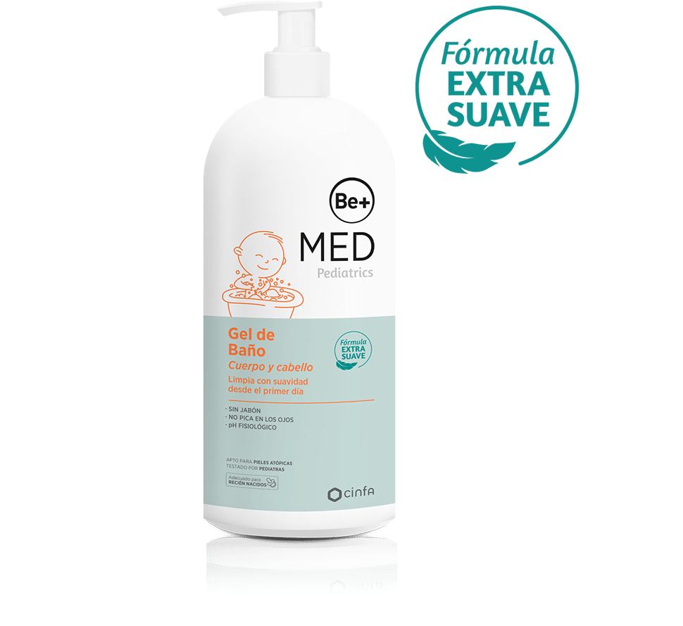 Gel douche sans savon Be+ MED Pédiatrie pour le corps et les cheveux 500 ml pour bébés