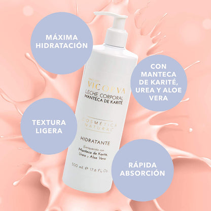 Lait corporel VICORVA – Beurre de karité | Hydratant et régénérant | Absorption rapide | 500 ml